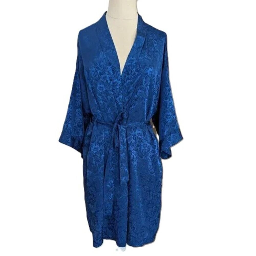 Vintage Satin Robe Jacquard Boho Coastal Grandma Bohemian Floral Loungewear
